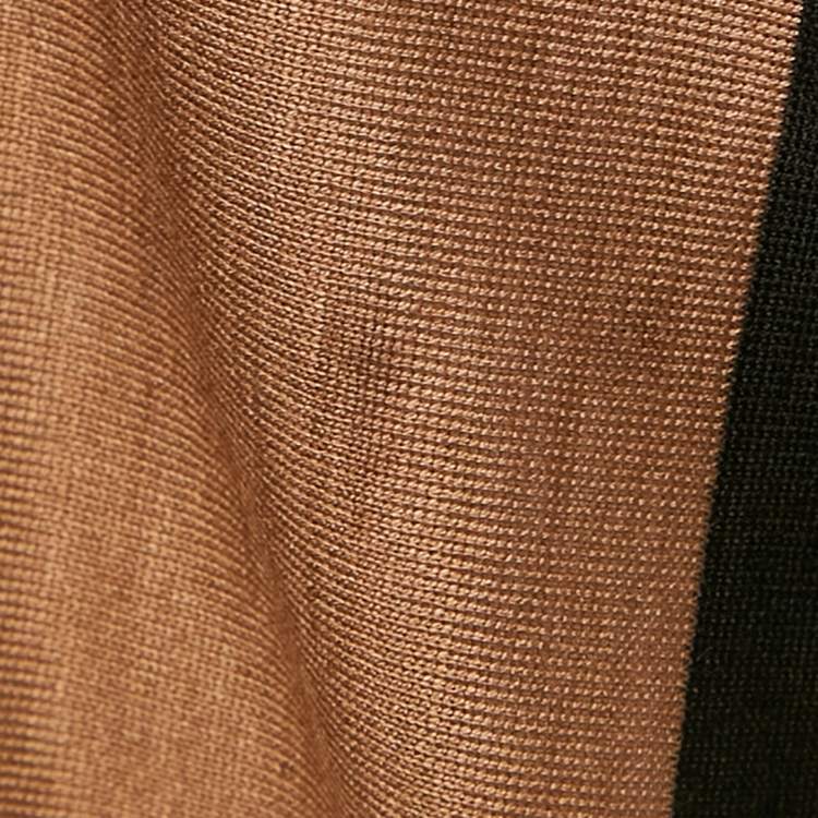 Pre Owned Bottega Veneta Brown Striped Cotton Knit Button Front Shirt L