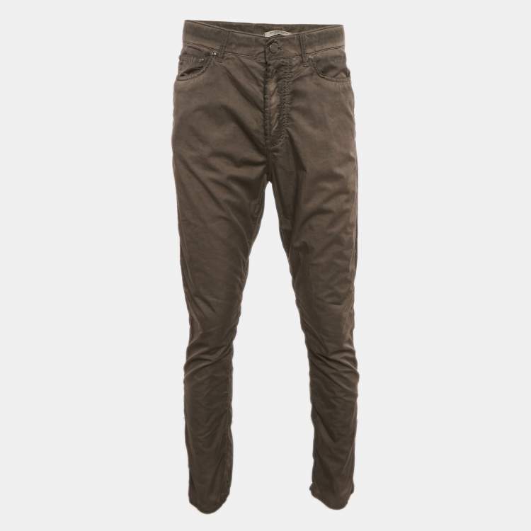 Pre Owned Bottega Veneta Khaki Green Cotton Blend Cruise Pants M