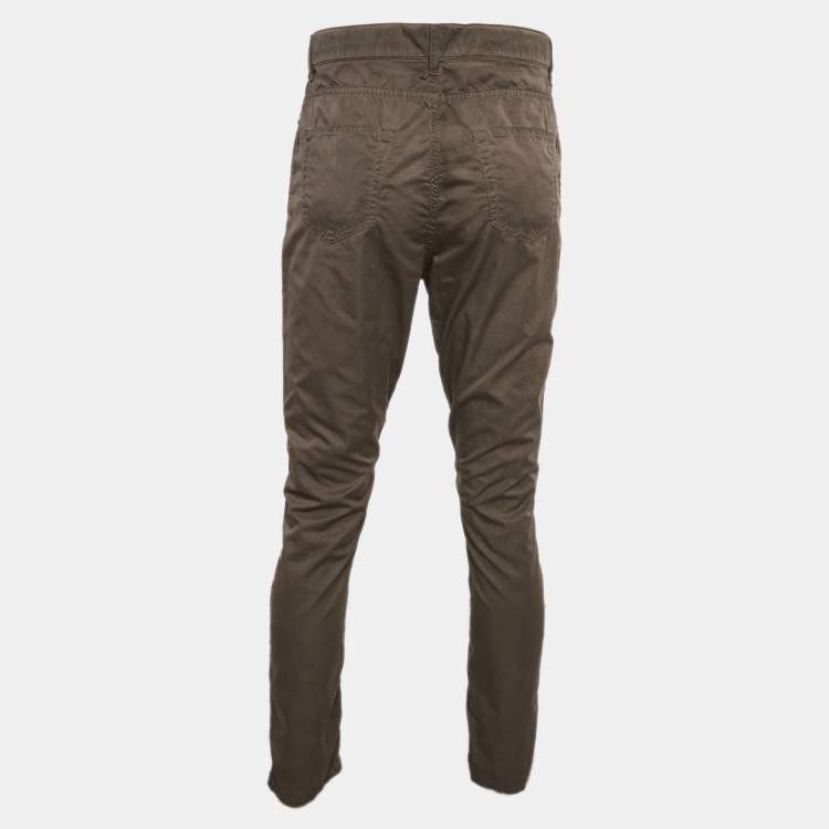 Pre Owned Bottega Veneta Khaki Green Cotton Blend Cruise Pants M