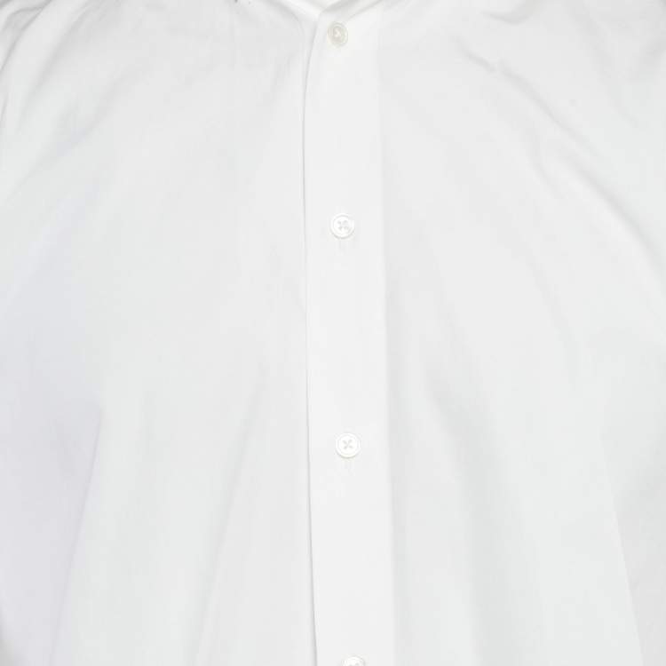 Pre Owned Bottega Veneta White Cotton Button Front Shirt M