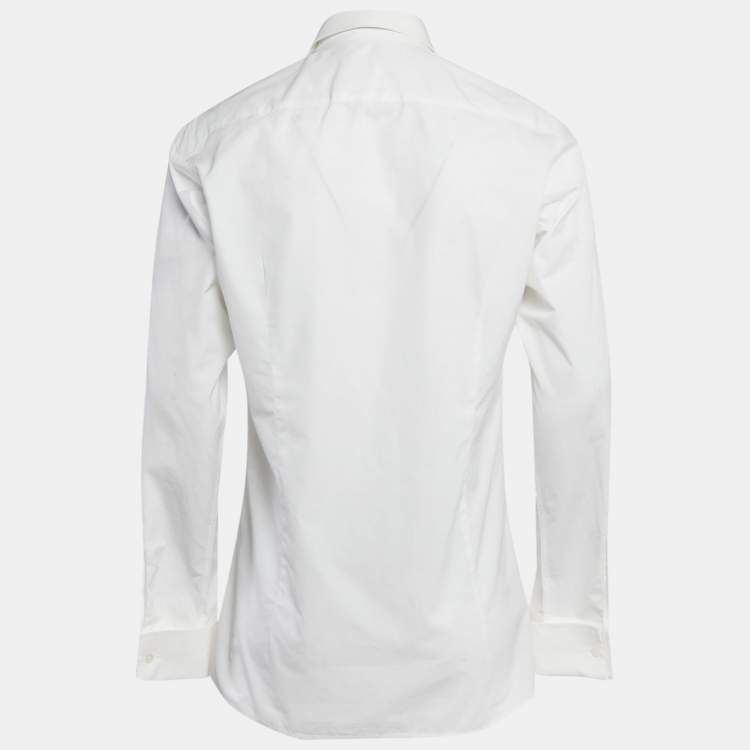 Pre Owned Bottega Veneta White Cotton Button Front Shirt M