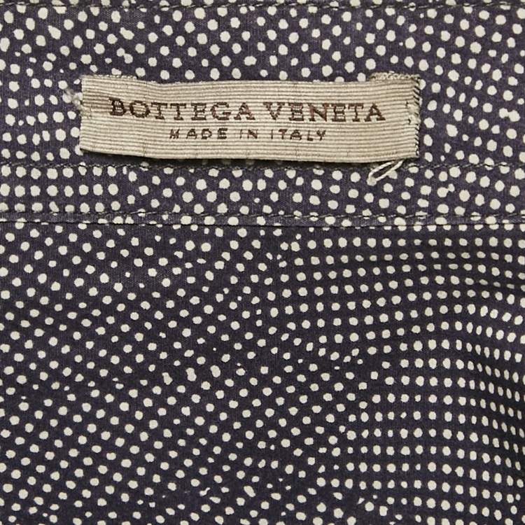 Pre Owned Bottega Veneta Navy Blue Printed Cotton Long Sleeve Shirt L