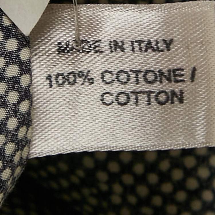 Pre Owned Bottega Veneta Navy Blue Printed Cotton Long Sleeve Shirt L