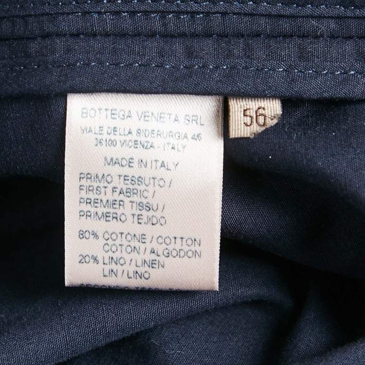 Pre Owned Bottega Veneta Navy Blue Cotton and Mesh Zip-Up Jacket XXXL