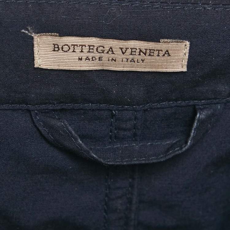 Pre Owned Bottega Veneta Navy Blue Cotton and Mesh Zip-Up Jacket XXXL
