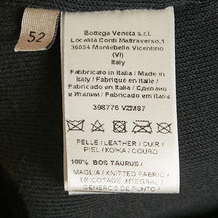 Pre Owned Bottega Veneta Black Leather and Knit Zip-UP Jacket XL