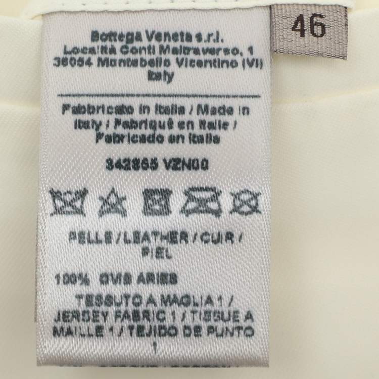 Pre Owned Bottega Veneta Cream Embroidered Leather Jacket S