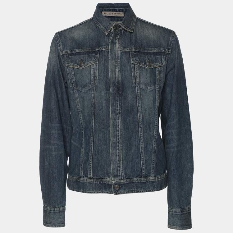 Pre Owned Bottega Veneta Blue Denim Button Front Jacket M