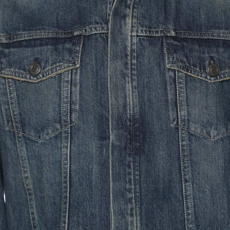 Pre Owned Bottega Veneta Blue Denim Button Front Jacket M