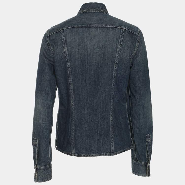 Pre Owned Bottega Veneta Blue Denim Button Front Jacket M