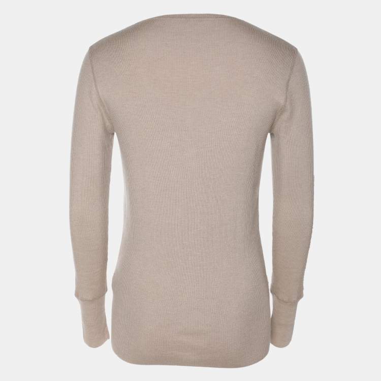 Pre Owned Tom Ford Grey Cashmere Knit Full Sleeve Henley T-Shirt L