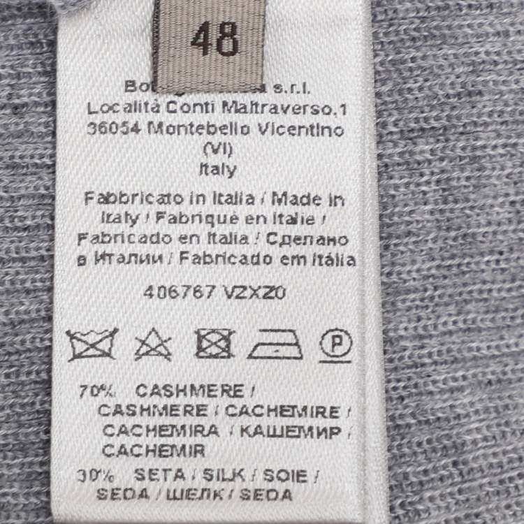 Pre Owned Bottega Veneta Cashmere Knit Henley Neck Full Sleeve T-Shirt L