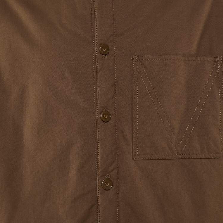 Pre Owned Bottega Veneta Brown Cotton Buttoned Front Shirt Jacket XL