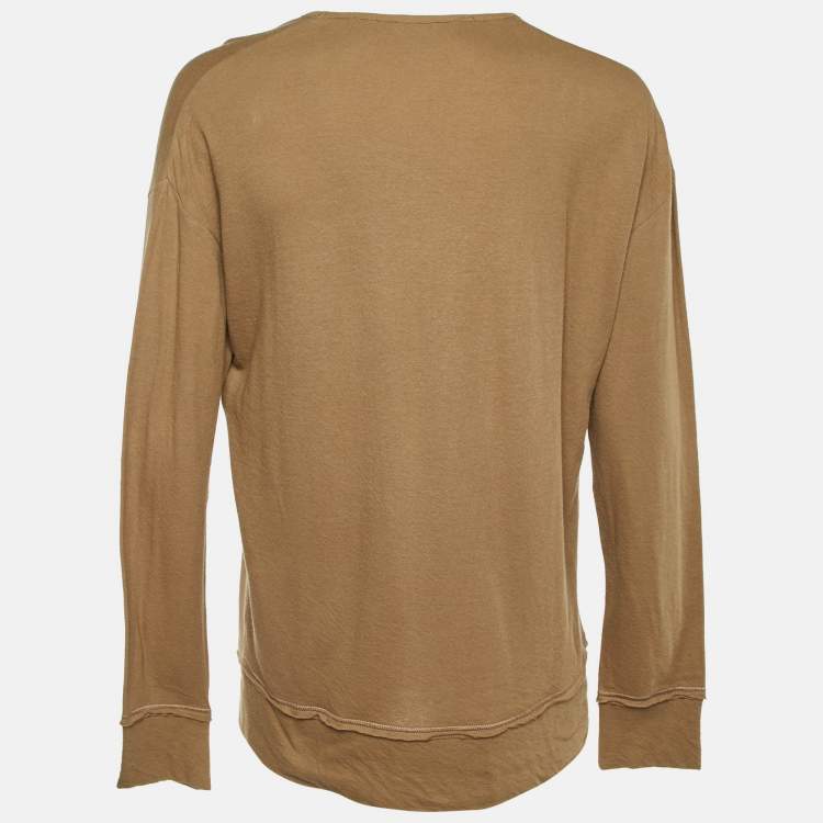 مملوكة مسبقًا Bottega Veneta Beige Cotton Knit Long Sleeve T-Shirt XXL