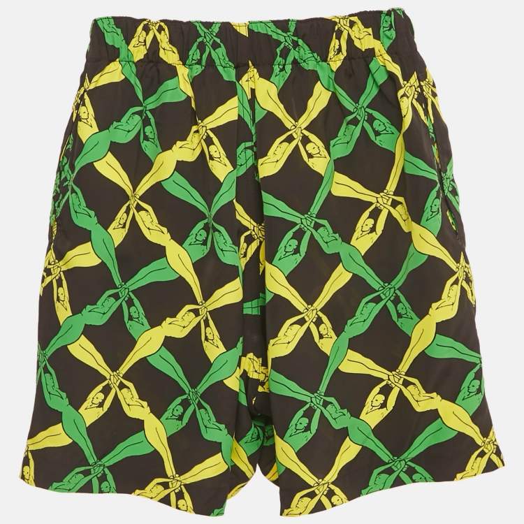 Pre Owned Bottega Veneta Black Fantasia Print Satin Short XXS