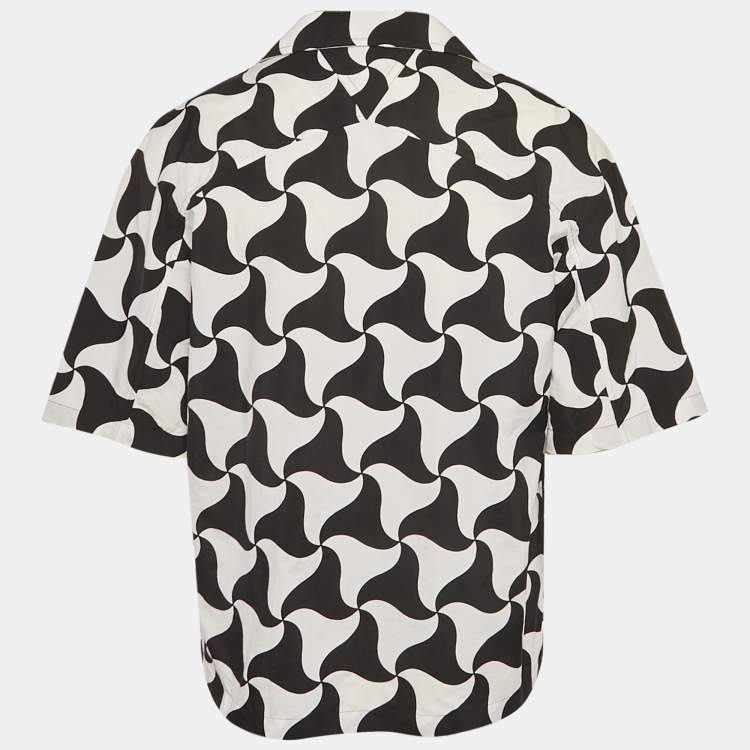 مملوكة مسبقًا قميص بوتيغا فينيتا بولينغ صناعي بنقشة أحادية اللون مطبوع مقاس كبير