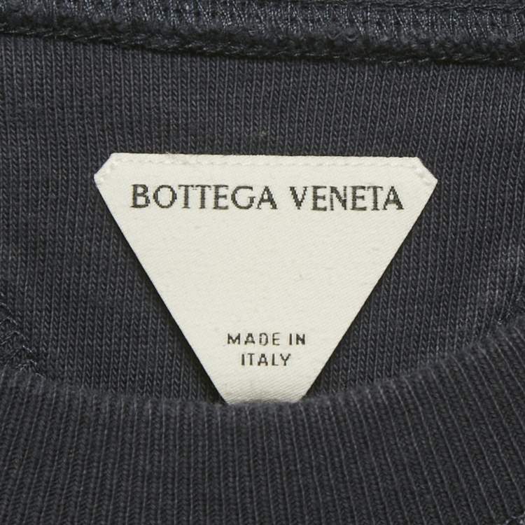 Pre Owned Bottega Veneta Navy Blue Cotton Crew Neck T-Shirt S