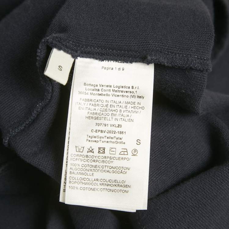 Pre Owned Bottega Veneta Navy Blue Cotton Crew Neck T-Shirt S
