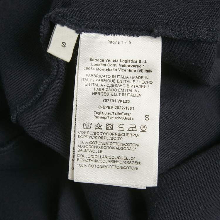 Pre Owned Bottega Veneta Navy Blue Cotton Crew Neck T-Shirt S