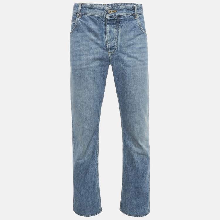مملوكة مسبقًا Bottega Veneta Blue Denim Straight Leg Jeans XS/Waist 30"