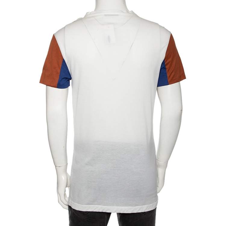 Pre Owned Bottega Veneta Tricolor Cotton Colorblock T Shirt L