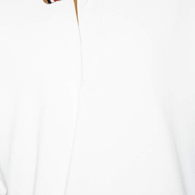 Pre Owned Bottega Veneta White Cotton Pique Contrast Collar Polo T-Shirt 3XL