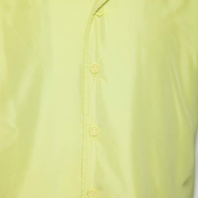 Pre Owned Bottega Veneta Yellow Car Print Synthetic Padded Short Sleeve Shirt S