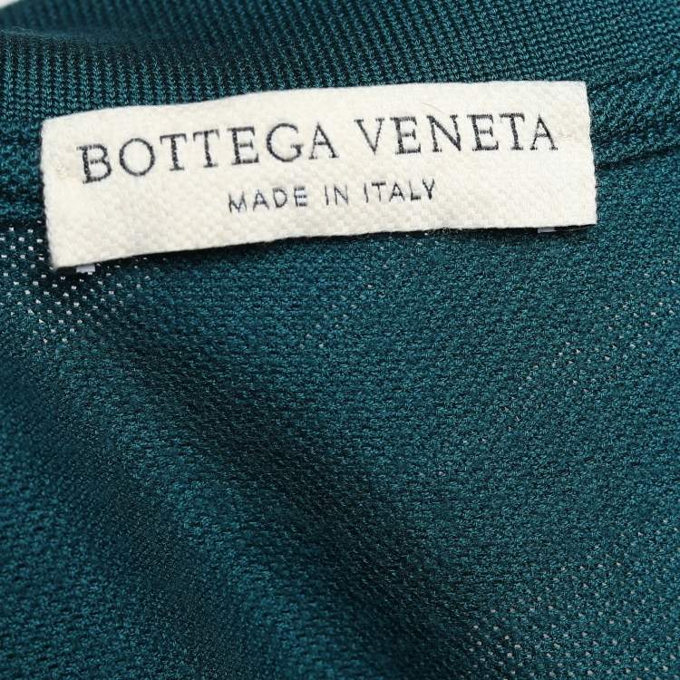 مملوكة مسبقًا Bottega Veneta Teal Green Cotton Pique Short Sleeve Polo T-Shirt XL