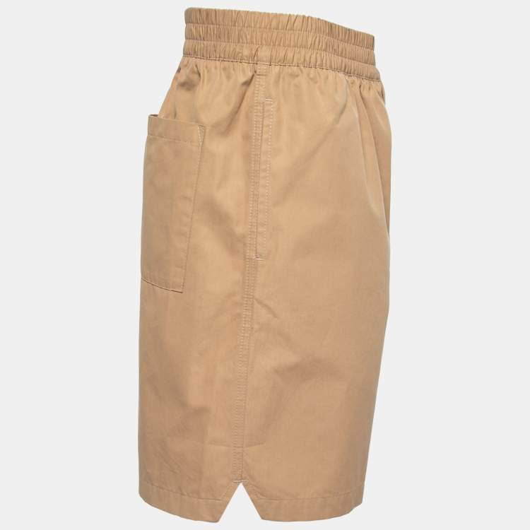 Pre Owned Bottega Veneta Beige Cotton Elastic Waist Shorts M