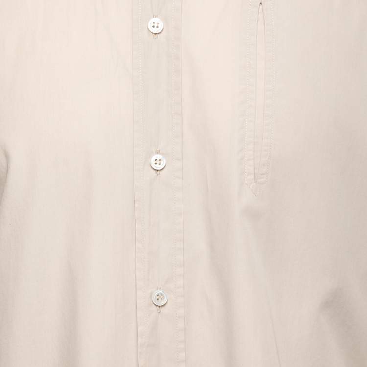 Pre Owned Bottega Veneta Bone White Cotton Pocket Detail Shirt M