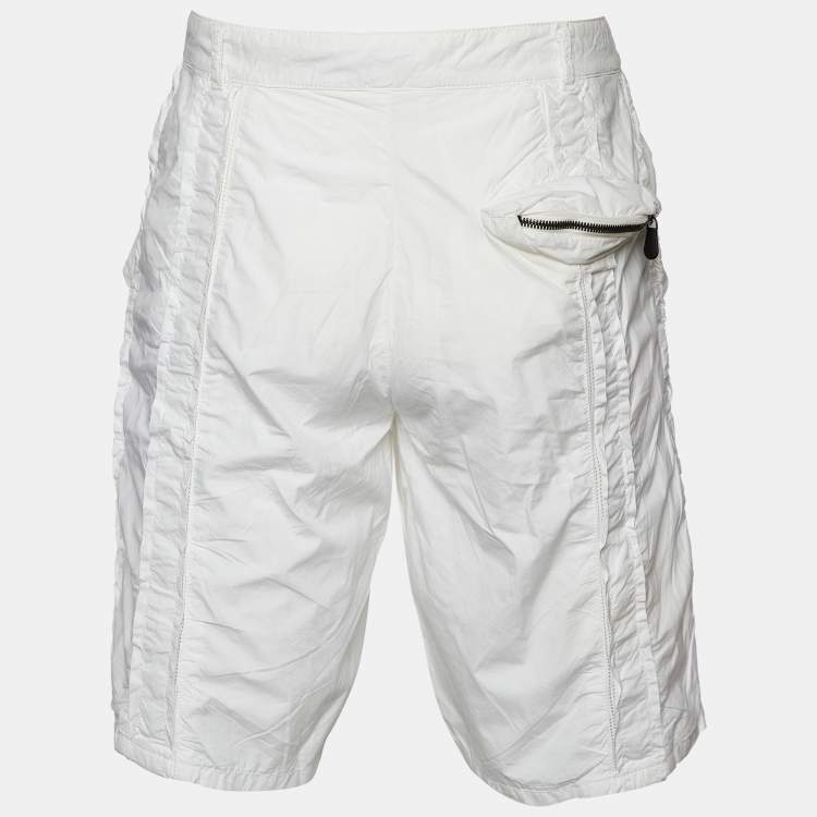 Pre Owned Bottega Veneta White Cotton Cargo Shorts M
