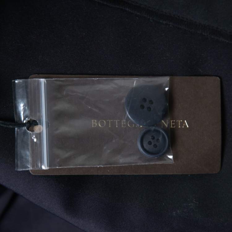 Pre Owned Bottega Veneta Dark Blue Crepe Double Breasted Blazer XS