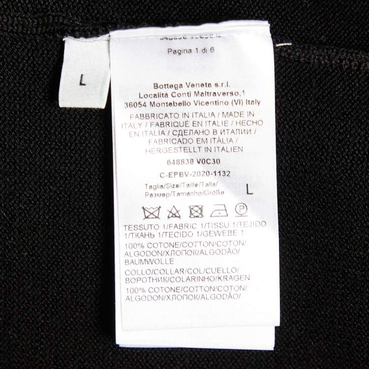 Pre Owned Bottega Veneta Black & Brown Cotton Knit Contrast Collar Polo T-Shirt L