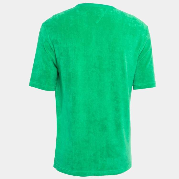 Pre Owned Bottega Veneta Green Terry Cotton Crew Neck T-Shirt L