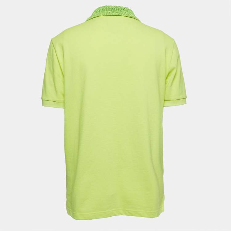 Pre Owned Bottega Veneta Yellow Cotton Collar Trim Polo T-Shirt L