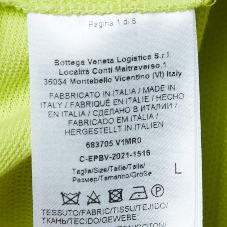 Pre Owned Bottega Veneta Yellow Cotton Collar Trim Polo T-Shirt L