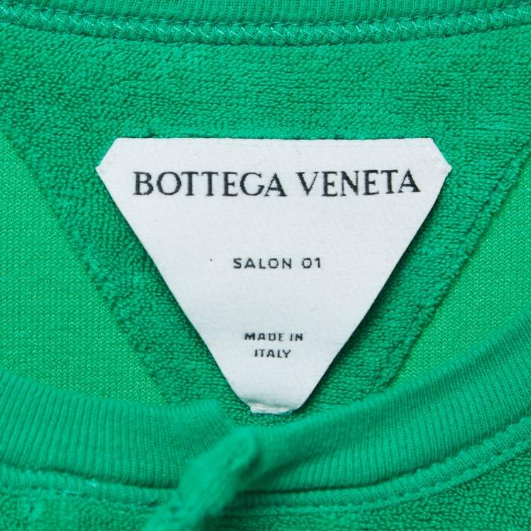 Pre Owned Bottega Veneta Green Terry Cotton Crew Neck T-Shirt M