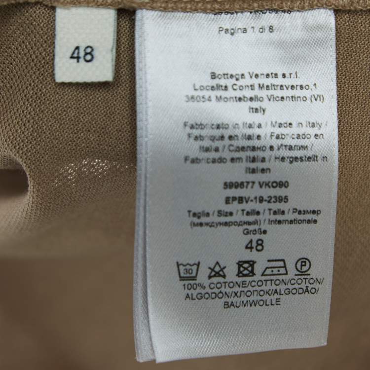 Pre Owned Bottega Veneta Light Brown Cotton Pique Polo T-Shirt M