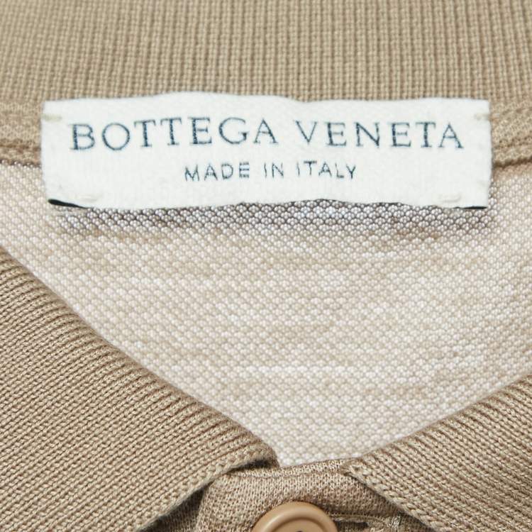 Pre Owned Bottega Veneta Light Brown Cotton Pique Polo T-Shirt M