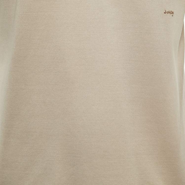 Pre Owned Bottega Veneta Light Brown Cotton Pique Polo T-Shirt M