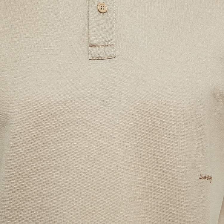 Pre Owned Bottega Veneta Light Brown Cotton Pique Polo T-Shirt M