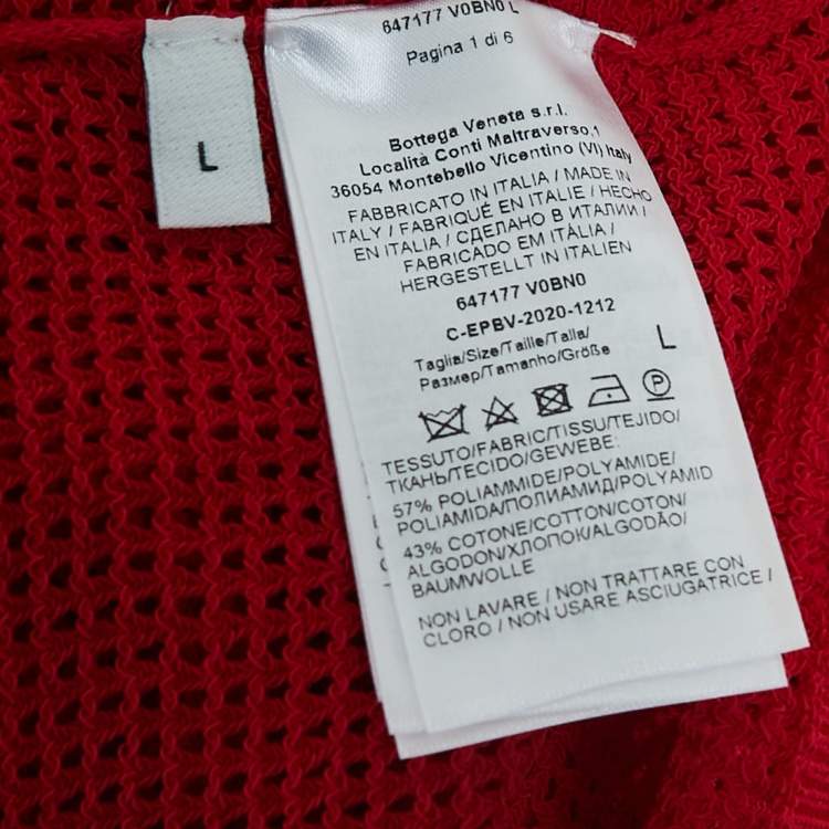 Pre Owned Bottega Veneta Red Mesh Polo T-Shirt L