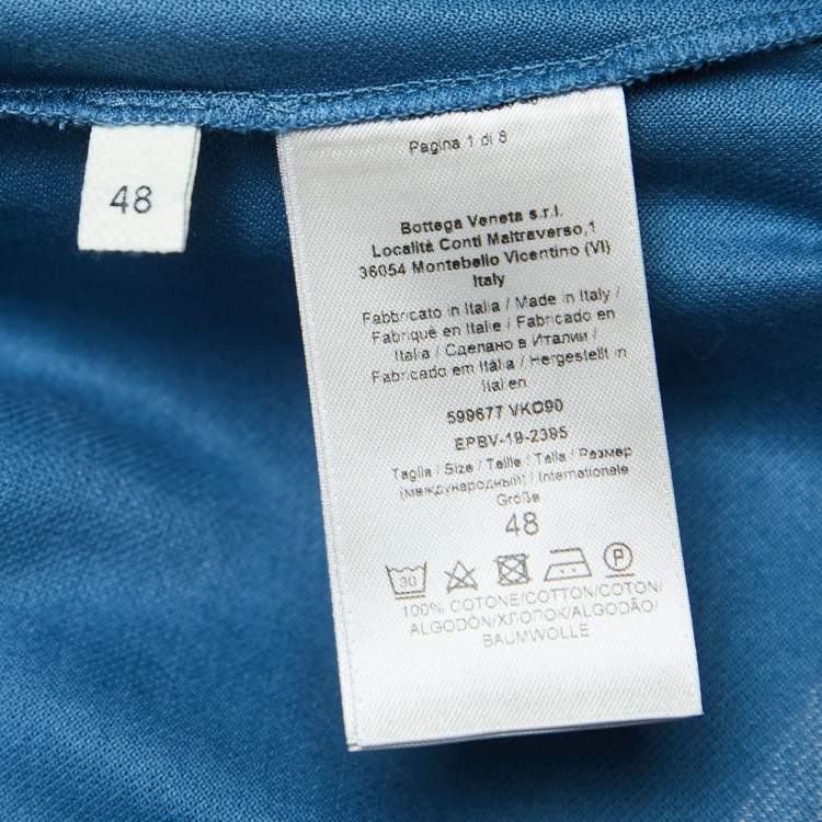 مملوكة مسبقًا Bottega Veneta Blue Cotton Pique Polo T-Shirt M