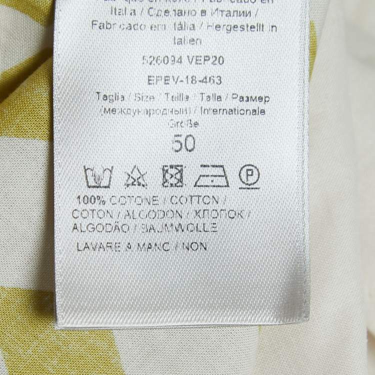 Pre Owned Bottega Veneta Light Grey Geometric Printed Cotton Short Sleeve Shirt L