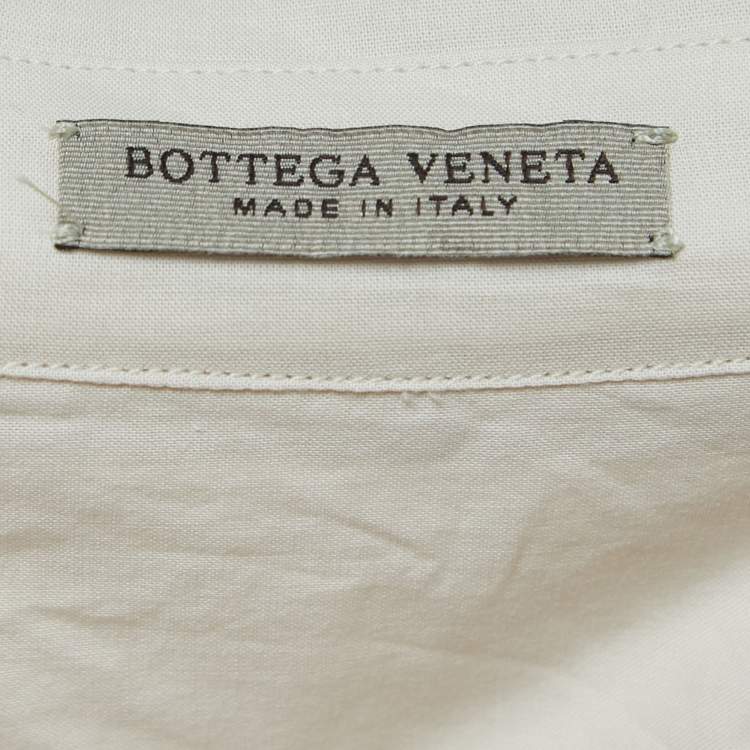 Pre Owned Bottega Veneta Light Grey Geometric Printed Cotton Short Sleeve Shirt L