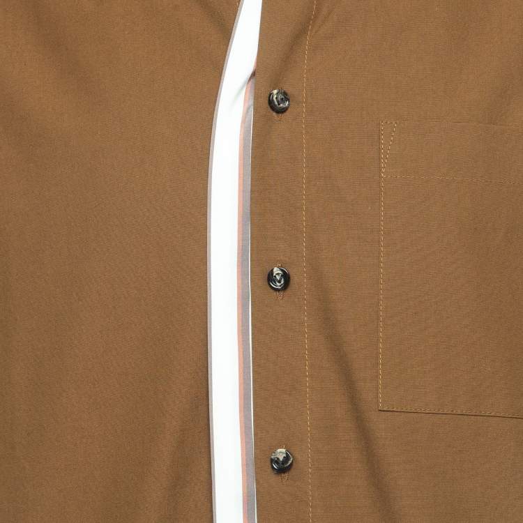 Pre Owned Bottega Veneta Brown Cotton Button Front Layered Shirt XS