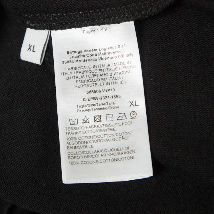 Pre Owned Bottega Veneta Black Cotton Contrast Stitch Detail T-Shirt XL