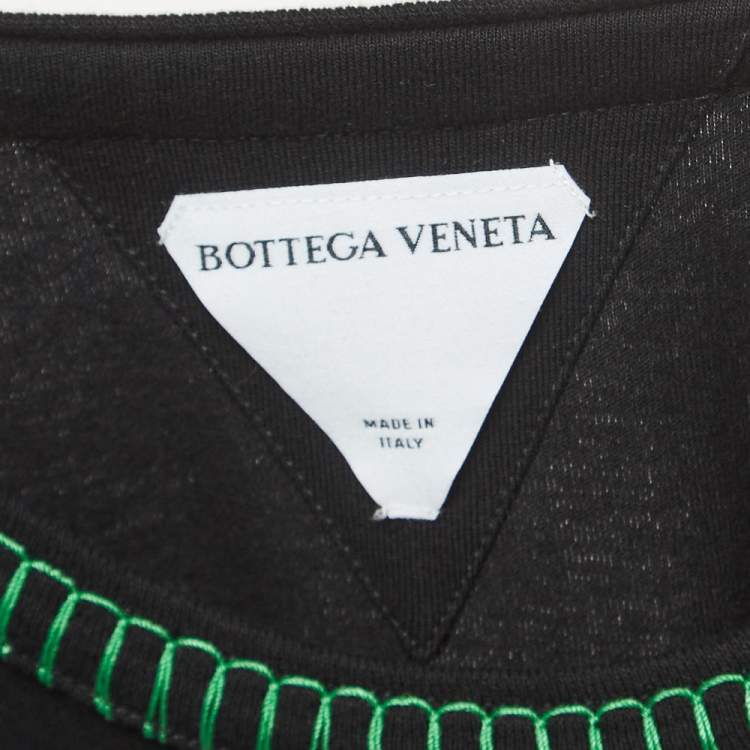 Pre Owned Bottega Veneta Black Cotton Contrast Stitch Detail T-Shirt XL