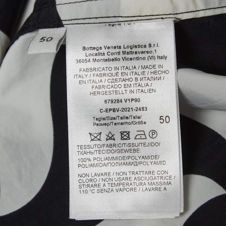 Pre Owned Bottega Veneta Black/White Printed Nylon Bowling Shirt L