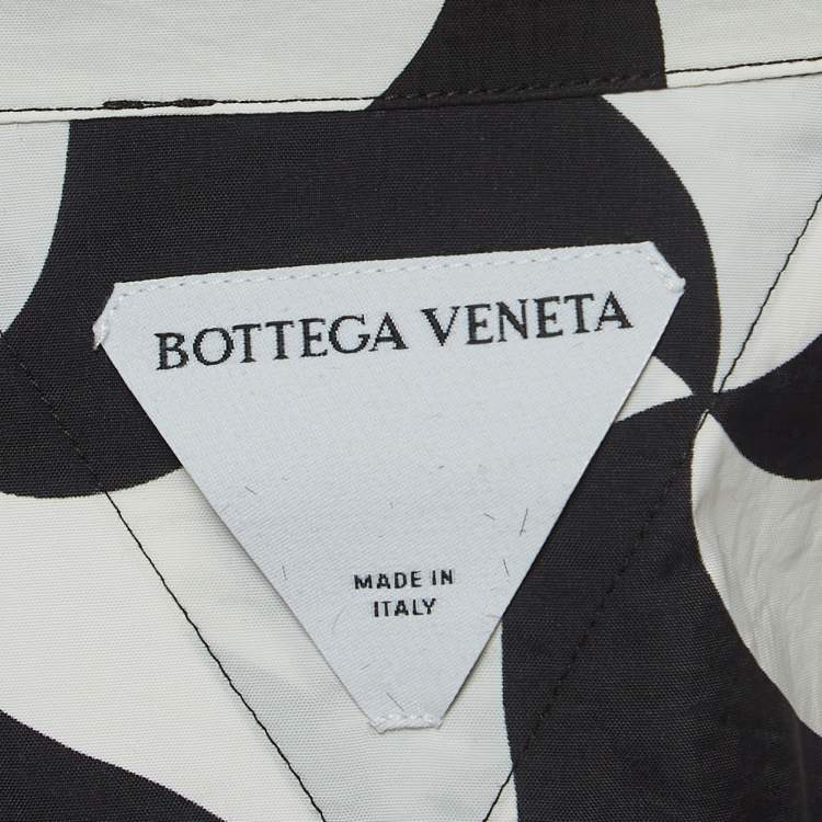 Pre Owned Bottega Veneta Black/White Printed Nylon Bowling Shirt L